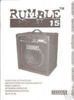 Fender Rumble 15 Bass Amplifier Owners Manual  