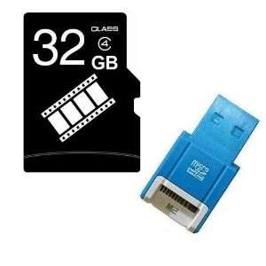 FilmPro 32GB 32G Class 4 C4 microSD microSDHC SDHC Memory Card with SD 