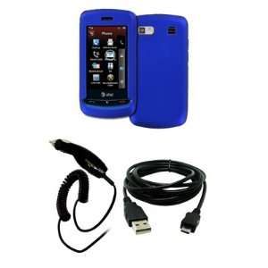  EMPIRE Blue Rubberized Hard Case Cover + Car Charger (CLA 