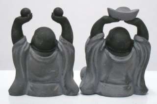 Grey Happy Chinese Money Buddha Fortune Figure  