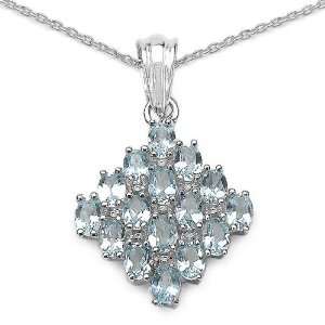  Sterling Silver Blue Topaz Triangle Necklace Jewelry