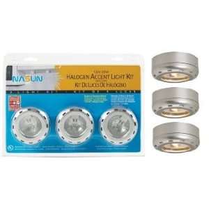  Silver Finish Halogen 20 Watt 3 Pack Puck Light Kit: Home 