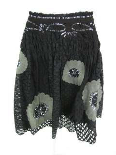 You are bidding on a STELLA FOREST Black Lace Gray Floral Sequin Skirt 