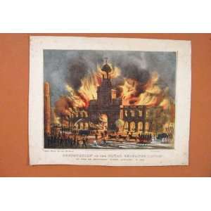   Destruction Royal Exhange London Fire C1838 Old Print