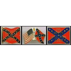   Motorcycle Pin Hat Vest Lapel   Rebel Flag Confederate Set: Everything