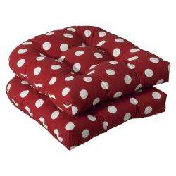   Outdoor Red/ White Polka Dot Seat Cushions (Set of 2)  Overstock