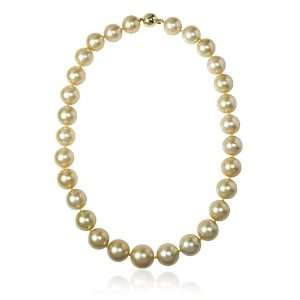  Golden South Sea Pearl 14k Yellow Gold Necklace: Jewelry