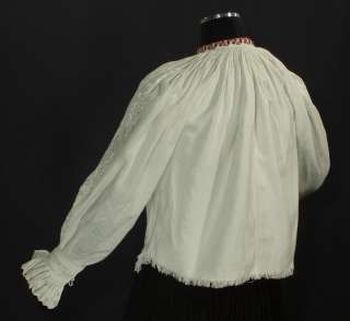   Romanian Embroidered Peasant Blouse ethnic embroidery geometric gauze