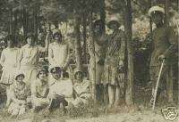 WOMEN, MEN, MILITARY UNIFORM 1920s REAL PHOTO POSTCARD  