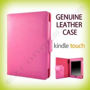   Genuine Leather Book Case Cover (Pink) for  Kindle Touch  
