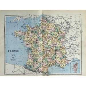  1885 Map France Corsica Bay Biscay Mediterranean Sea: Home & Kitchen