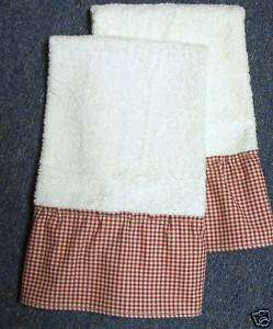 Hand Towel Set 2 Waverly Country Fair Check Red Ivory  