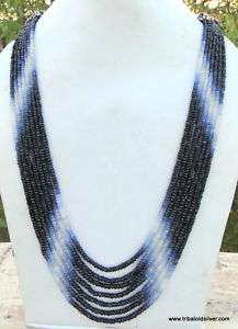 385 CT FACETED SAPPHIRE GEMSTONE BEADS STRANDS NECKLACE  