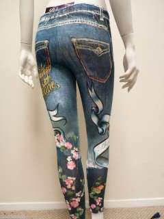 Bejeweled Leggings Jeggings Susan Fixel Jeans Butterfly Scarf S  