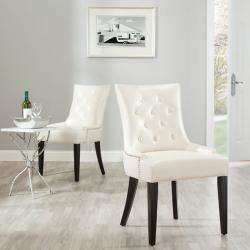   Cream Leather Nailhead Dining Chairs (Set of 2)  Overstock