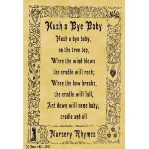   A4 Size Parchment Poster Nursery Rhyme Hush a Bye Baby