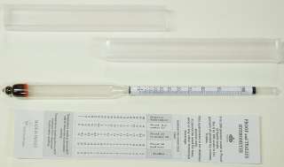 Proof and Tralle Hydrometer alcohol meter 0 to 100%  