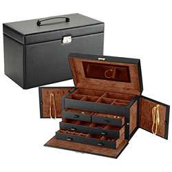 Large Black Leather Jewelry Box  Overstock