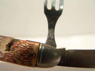   line Folding Pocket knife with fork, spoon, knife, can opener  