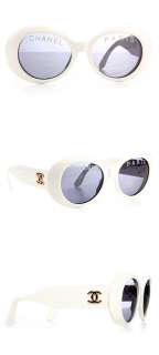 22718 auth CHANEL off white acetate Sunglass w grey lenses  