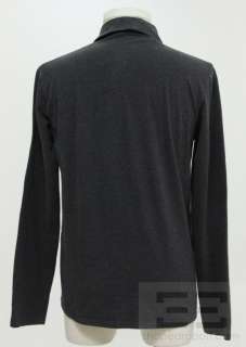 Prada Mens Charcoal Gray Long Sleeve Polo Shirt, Size Large  