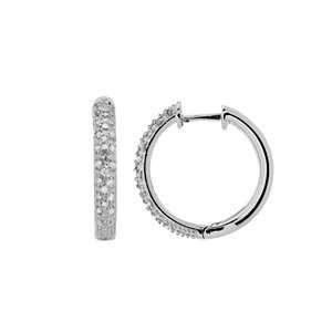   : Diamond and 925 Sterling Silver Small Hoop Earrings: Amoro: Jewelry