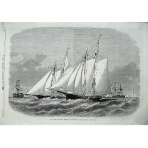  Ocean Yacht Race Dauntless Cambria 1870 Ships Old Print 