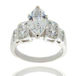 Sterling Silver Marquise cut Cubic Zirconia Ring  Overstock