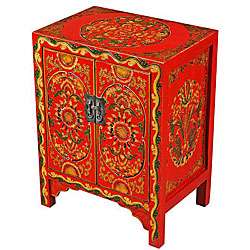 Red and Gold Hand painted Tibetan Cabinet  
