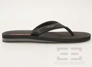 Prada Sport Mens Black Nappa Beach Thong Sandals Size 9  