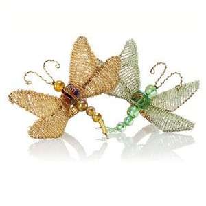   Kim Seybert Dragonfly Set of Four Napkin Rings   Green: Home & Kitchen