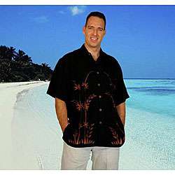 Mens Black Rayon Hawaiian Aloha Shirt (Indonesia)  Overstock