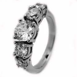   Steel Clear Cubic Zirconia Engagement style Ring  Overstock