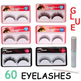   in 6 Style LONG Fake false eyelashes Eyelash Eye Lash With Pro Glue #4