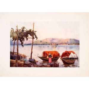  1908 Print Lake Lago dOrta Italy Landscape Venetian Boats 