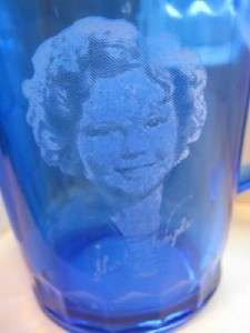   BLUE PITCHER WHITE TRANSFER OF SHIRLEY TEMPLE GREAT CONDITION  