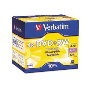  Verbatim® VER 94839 DVD+RW DISCS, 4.7GB, 4X, W/SLIM JEWEL 