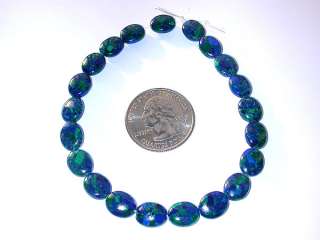 Genuine Azurite Malachite Flat Oval 20 Beads 10 X 8mm  