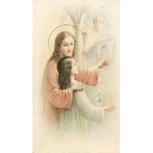  European Religious Card in Color 61/34 Jesus Comforting Leading Woman