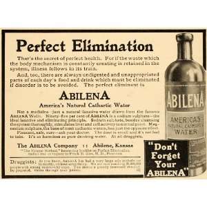 1910 Vintage Ad Abilena Water Laxative Abilene Kansas   Original Print 