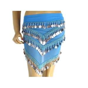   : Blue Hip Scarf Wrap Belly Dancing Costume Coin Dress: Toys & Games
