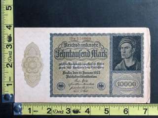 1922 Germany 10000 Marks Zehntausend Mark German Currency Paper Money 
