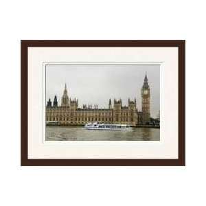  Boat Passes Parliament Big Ben London England Framed 