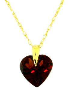 14K SOLID GOLD NECKLACE WITH HEART SHAPED NATURAL GARNET  
