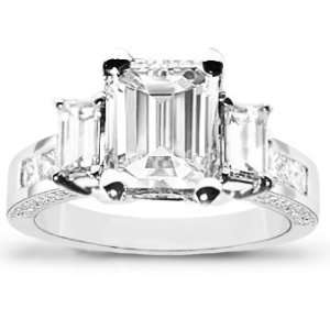 20 Total Carat Emerald Cut Diamond Three Stone Engagement Ring in 