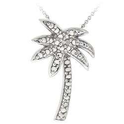 Sterling Silver Diamond Accent Palm Tree Necklace  Overstock