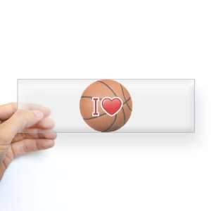  Bumper Sticker Clear I Love Basketball 