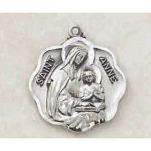  Sterling Silver St. Saint Anne Medal Pendant with Necklace 
