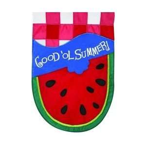  9988FM   Applique Watermelon Good Summer Mini Flag Patio 