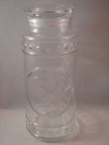Vintage Rooster Farmhouse Clear Glass Canister Jar Container Chicken 
